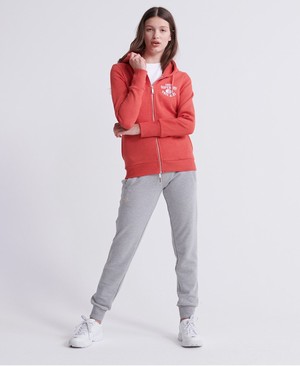 Superdry Classic Varsity Cipzár Női Kapucnis Pulóver Piros | HABIL1026